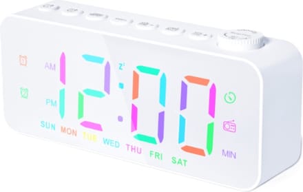 Digitale FM LED alarmklok - dimbaar - kinderen - netstroom - wit