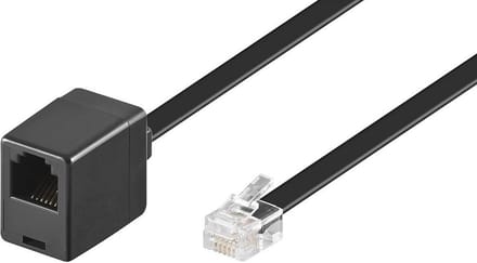 RJ12 - RJ12 telefoon verlengkabel / zwart - 5 meter