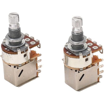 2 STUKS Gitaar Potentiometer A1M B1M Combinatie 18mm Gekartelde As Elektrische Bas Potmeters voor Volume en white