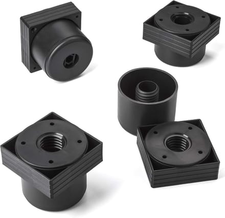 Hoekige Meubelpoten Set van 8 Verstelbaar 60 x 60 mm - Hoogte 45-55 mm