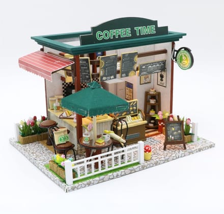 Coffee Time winkel - 3D Puzzel met Handleiding - DIY - Miniatuur Modelbouw Hout Kinderen en Volwassenen - Houten bouwpakket - Assemblr