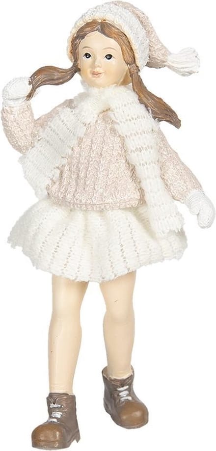 Clayre & Eef Decoratie Beeld Kind 8*4*17 cm Wit Kunststof Decoratief Figuur Decoratieve Accessoires Woonaccessoires