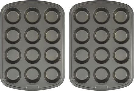 Muffin Bakvorm - Cupcakeblik - Thuis Bakken - Antiaanbaklaag - 2x 12 Koppen - Grijs