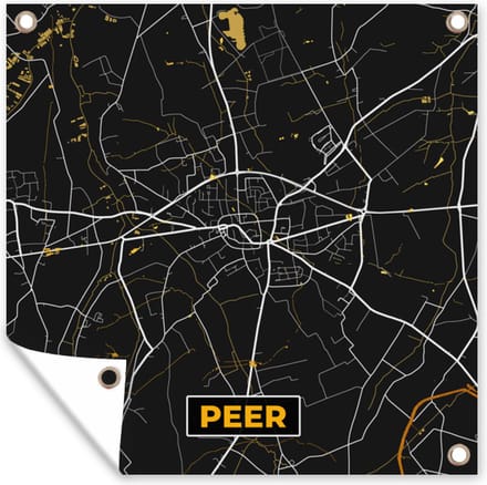 Tuindoek Stadskaart - Peer - Plattegrond - Goud - Kaart - 100x100 cm