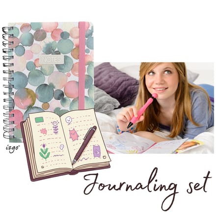 IZGO Journaling set - Dagboek - Notitieboek - Notebook A5 - Pip - Stickers - Bullet Journal - Watercolour drops