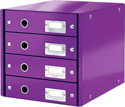 Leitz Wow Click & Store Ladekast Met 4 Laden - 81% Gerecycled Karton - Voor A4 Formaten - Ruimtebesparende Opberger - Paars
