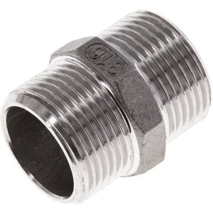 Dubbele Nippel G3/4'' RVS Vlakke Afdichting 16bar 29mm Hex