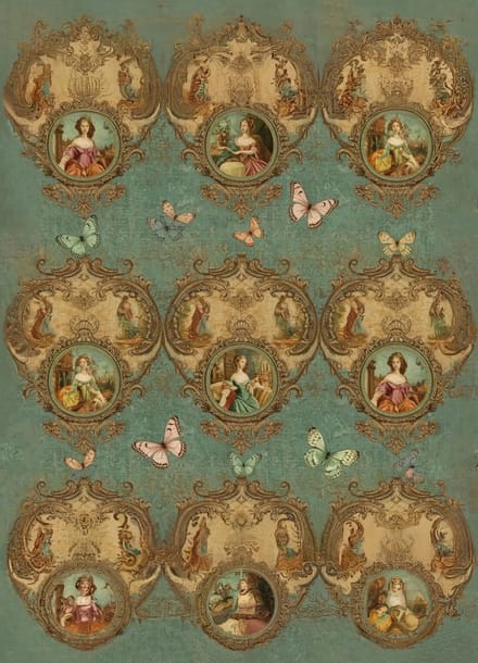 *SALE - Versailles on repeat - Mint by Michelle Decoupage Papier - A3