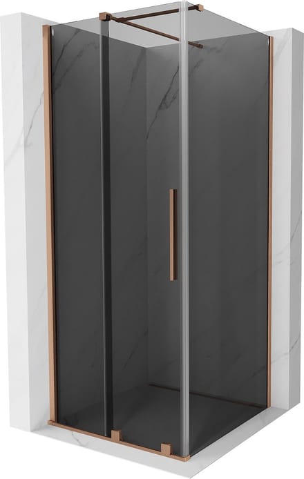 Mexen Velar schuifdouchecabine 100 x 100 , grafiet, geborsteld koper - 871-100-100-41-65