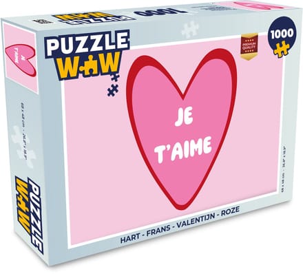 Puzzel Hart - Frans - Valentijn - Roze - Legpuzzel - Puzzel 1000 stukjes volwassenen