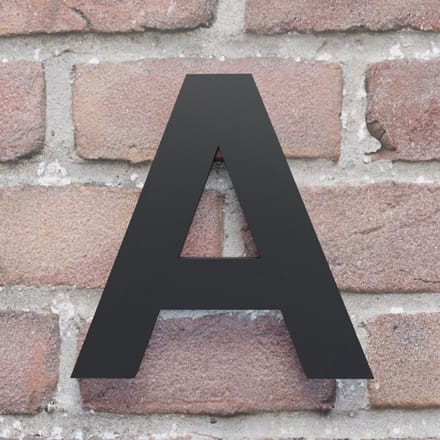 Huisnummer Arial A zwart - Maat: Extra groot (25 cm) - zelfklevend - Huisnummerbord