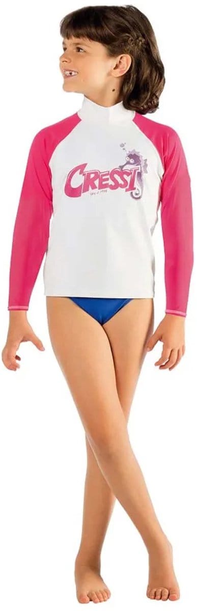 Cressi Logo Rash Guard Met Lange Mouwen Wit,Roze 10-11 Years Kinderen