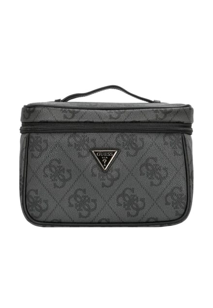 GUESS Cosmetische tas Toiletry Train Case Coal Logo Donkergrijs