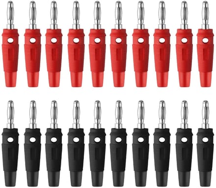 10 Stuks Rode & Zwarte 4mm Banaanstekkers voor Luidsprekerkabels, Versterkers en Audio Systemen