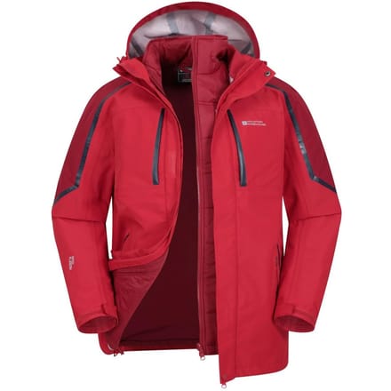 Mountain Warehouse Heren Zenith Extreme III 3 in 1 gewatteerd jack (Rood)