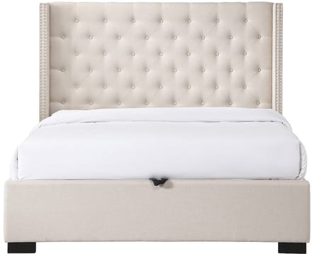 Vente-unique Bed met opbergruimte stof beige 160 x 200 cm