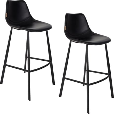 Dutchbone Franky Barkrukken rugleuning 80 cm Zwart - Set van 2