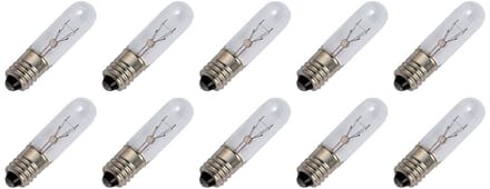 Signaallamp E10 30V 3W - 100 mAh - 10 stuks - T10 Gloeilamp Ø10mm - 40mm - 2500K - Dimbaar
