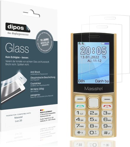 dipos – 2x Pantserfolie geschikt voor Masstel Lux 20 | 9H Screenprotector