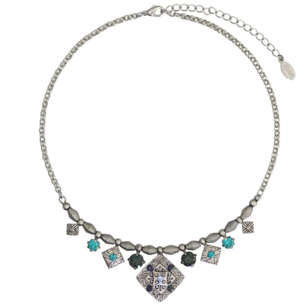 Behave Vintage ketting met stenen - 38 + 7 cm - blauw