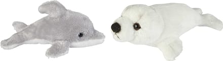 Ravensden - Pluche zeedieren knuffel set - dolfijn en zeehond pup