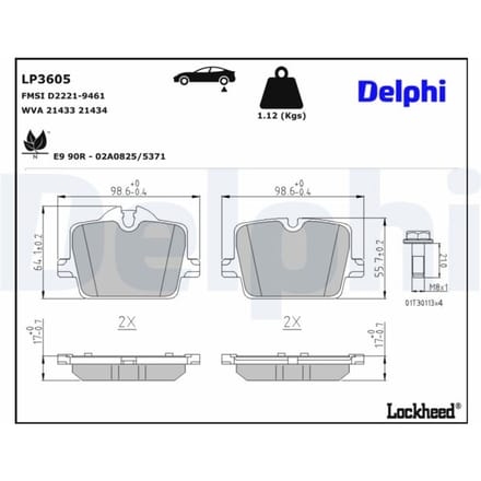 Remblokkenset, schijfrem DELPHI LP3605