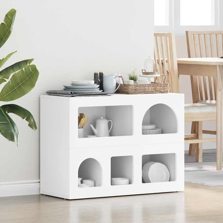 vidaXL - Dressoir - ELST - Wit - 80.5 - x - 35 - x - 59 - cm - Bewerkt - hout