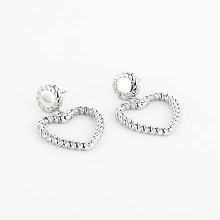 Bijoutheek Oorknoppen Dot Gedraaid Hart Groot Zilver