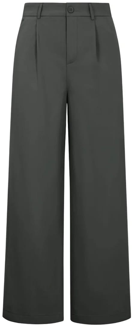 Comfortabele Geweven Polyester Damesbroek met Rechte Pijpen - Grijs - Maat S