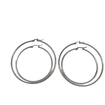 2 paar edelstaal oorring met 2 afmeting van Ø 50 en Ø 60mm.