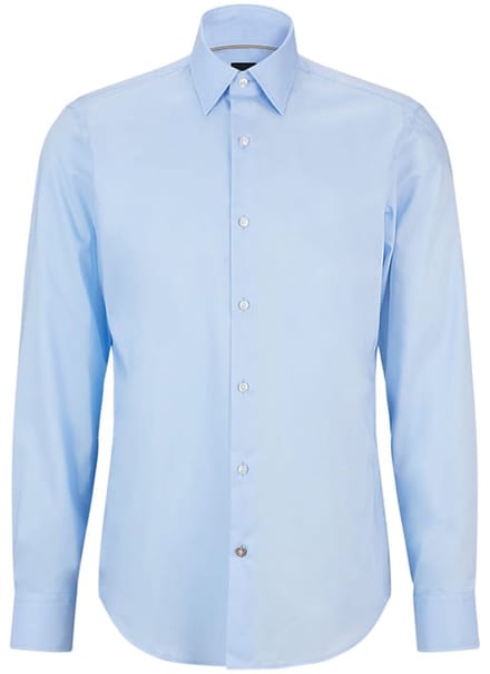 BOSS Joe regular fit overhemd - popeline - blauw gestreept - Strijkvriendelijk - Boordmaat: 42