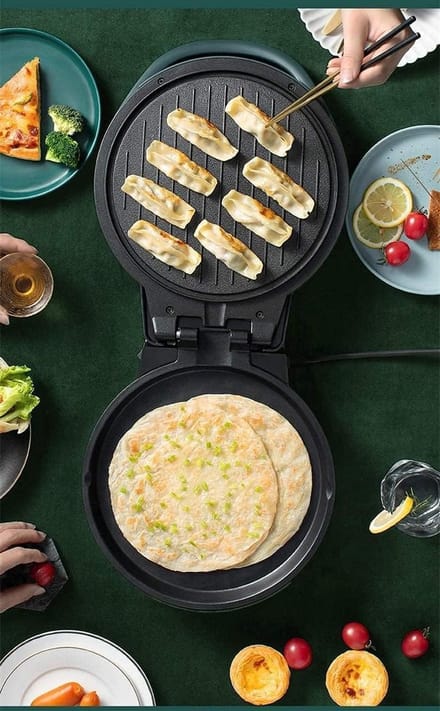 Elektrische Bakpan - Pannenkoekenmaker - Snelle Maaltijden - Dubbelzijdige Verwarming - 29cm Diameter - Multi