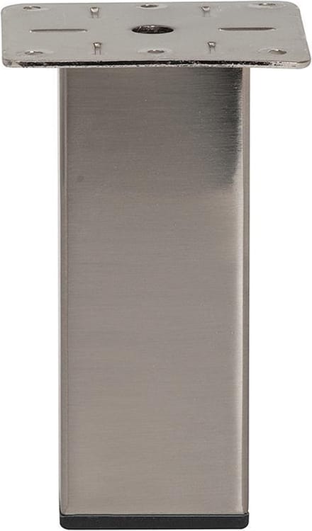 Stalen meubelpoot rvs look vierkant 5 bij 5 cm en hoogte 15 cm - Set van 4 stuks