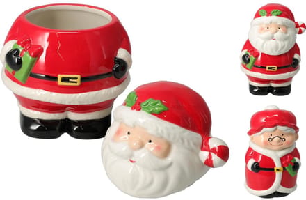 Home & Styling voorraadpot kerstman 21cm aardewerk decoratie.