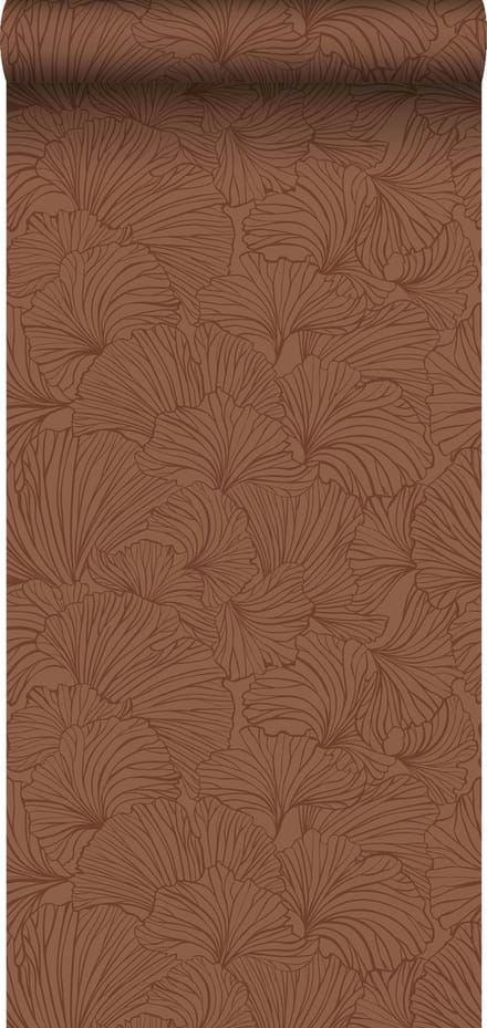 ESTAhome behang ginkgo bladeren terracotta - 53 cm x 10.05 m - 139617