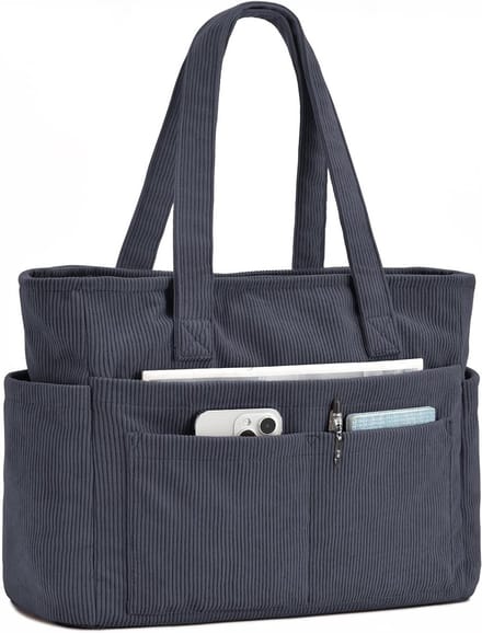 Corduroy Shopper met Laptopvak - Grote Opvouwbare Handtas