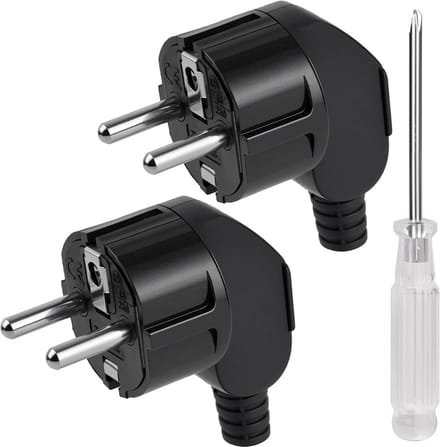 2x Geaarde Eurostekker Zwart - 16A 250V - Universele Stroomstekker voor Reparatie