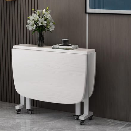 Klaptafel - Eettafel - Ruimtebesparend - Met wielen - 100x60 cm - Wit