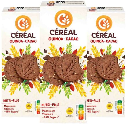 Céréal Koekjes Quinoa Cacao - 3 x 132 gr - Voordeelverpakking