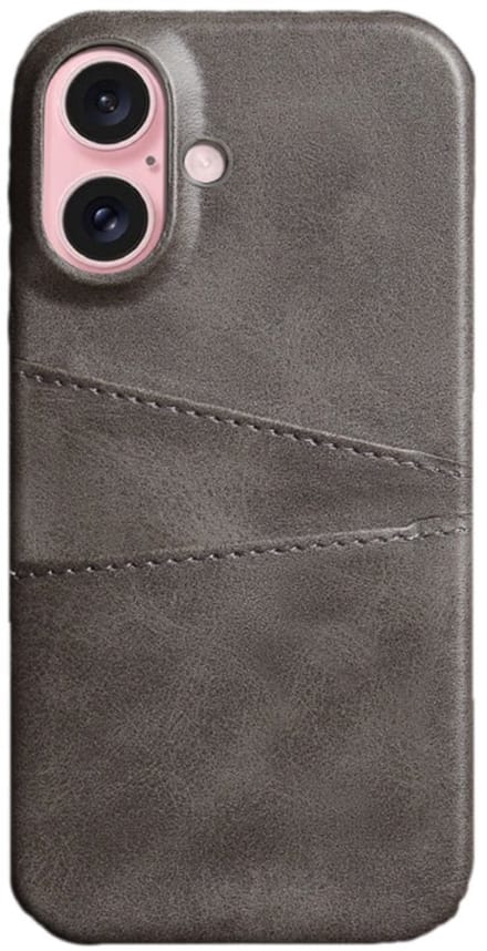 Mobiq - Leather Snap On Wallet geschikt voor iPhone 17 Hoesje - grijs