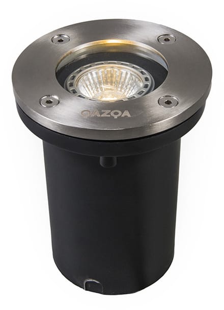 QAZQA basic - Moderne LED Smart Grondspot incl. wifi - 1 lichts - Ø 10.5 cm - Staal - Buitenverlichting