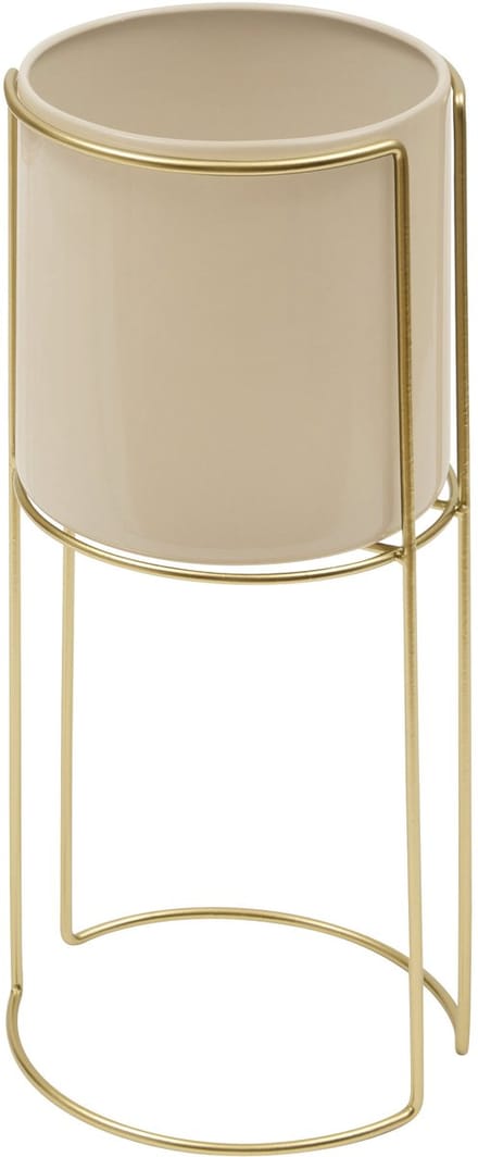 Atmosphera Bloempot/Staanders - Set van 2 stuks - Ø28xH55cm - Beige/Goud
