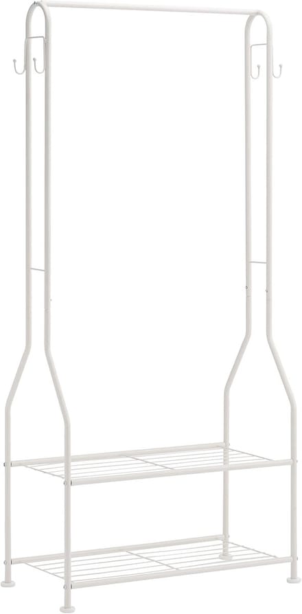 Famanu - Compacte kledingkast met twee onderplanken wit 68x36x150 cm