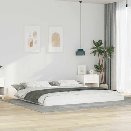 Bedframe Hout - Slaapkamer Meubel - Rustige Nachtrust - Massief Pijn Hout - 180 x 220 cm - Wit