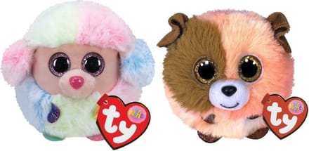 Ty - Knuffel - Teeny Puffies - Rainbow Poodle & Mandarin Dog