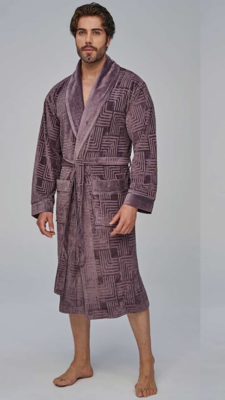Heren Velours Badjas/ Kamerjas Rover /Lila / 4XL
