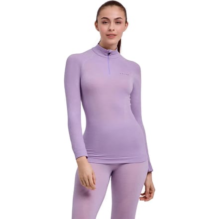 FALKE Wool-Tech Zip Neck sneldrogend wol functioneel functioneel shirt met lange mouwen dames paars - maat S
