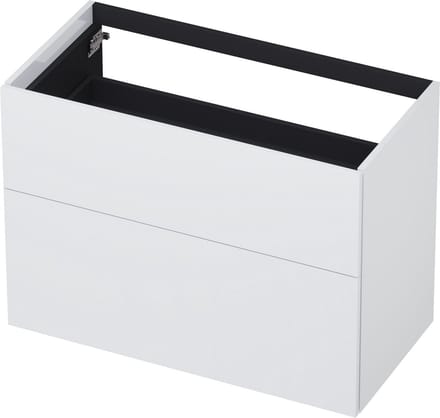 INK® wastafelonderkast 2 laden greeploos push to open gelakt 90x45x65cm, mat wit