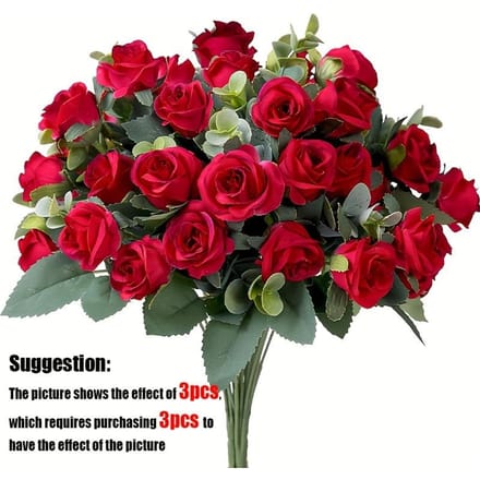 Kunstboeket met 10 rozen voor bruiloften en feesten rood
