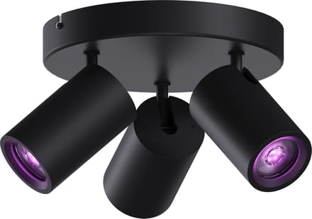 Calex Smart Plafondlamp - 3-Lichts - Slimme Opbouwspot - Rond - Zwart